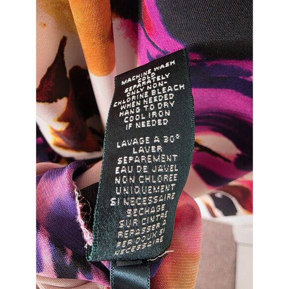 Ralph Lauren Floral Faux Wrap V Neck Ruched Sleeveless Dress 10P - Picture 9 of 11